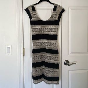Eight sixty black and taupe striped dress